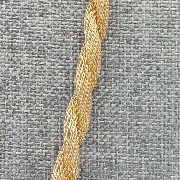Gold Toned Mesh Twisted Chain Silver Toned Beads Easy Hook Clasp 18" - Picture 5 of 10